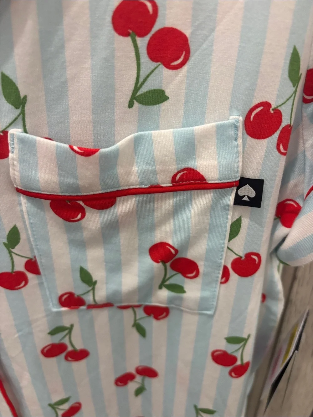 kate spade Cherry Print Short-Sleeve Pajama Set in White and Red